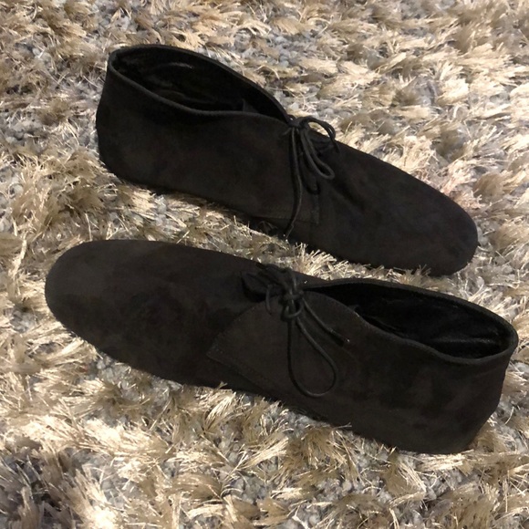 Prada Authentic Suede Black Lace Up Flat Booties - Picture 3 of 8